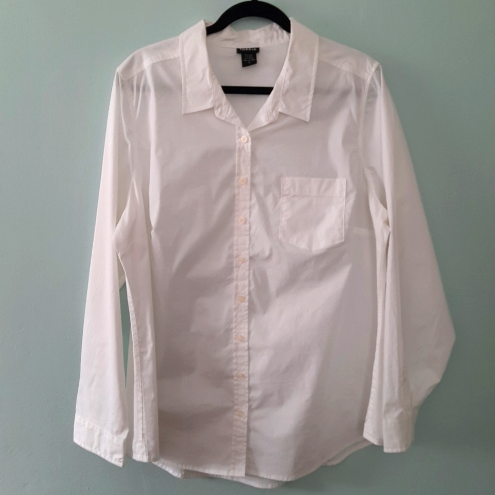 Torrid Classic White Long Sleeve Button Down Layering Career Casual 2X